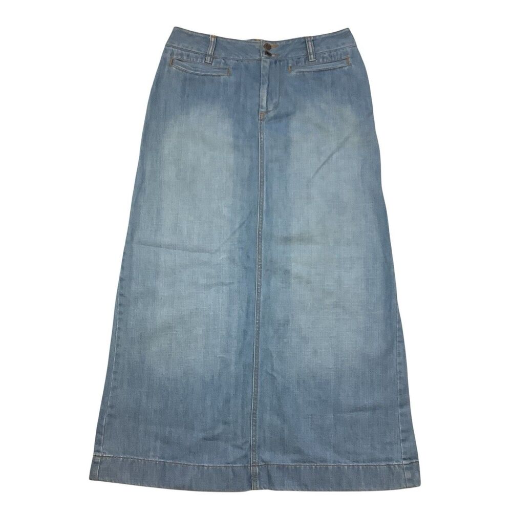 Vintage Y2K Old Navy Ultra Low Rise Denim Jean Midi Maxi Jean Skirt Women Size 6
